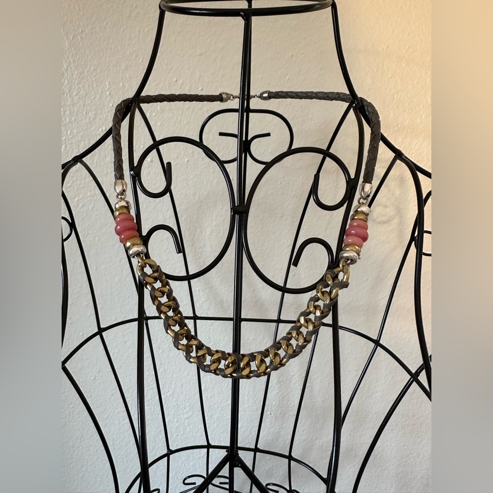 Lucky Brand Chain and Bead Necklace with braided detail